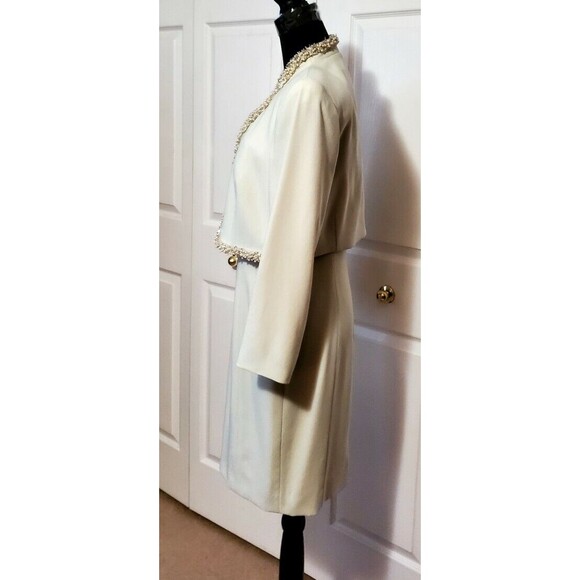 VTG Junnie Leigh Green Formal Cocktail Dress/Bolero Jacket Set Beads Sequins 6 - Picture 2 of 9